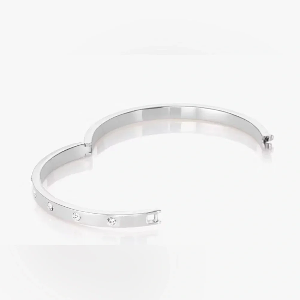 Kate Spade Set in Stone Hinged Silver Bracelet with crystals EUC - Picture 3 of 6